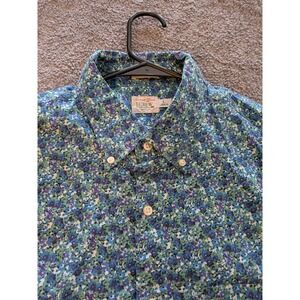 J.Crew Secret Wash Slim Fit Floral Ditsy Print Button Down Shirt Mens Large Blue